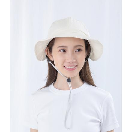 ヘルメット付UVつば広ハット アイボリー