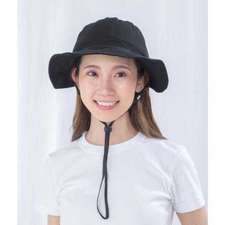 ヘルメット付UVつば広ハット ヘルメット付帽子 ブラック