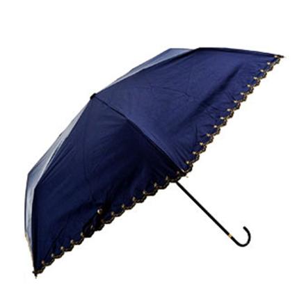遮熱 遮光 ミニパラソル 折り畳み傘 2500 801-972.遮光星柄スカラップ ネイビー