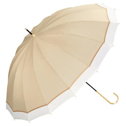 ワールドパーティー W.P.C 16本骨 長傘 切り継ぎラインBE