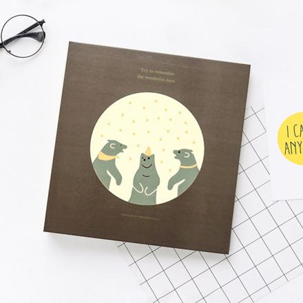 フォトアルバム リング式 貼るタイプ yalbum5044 クマ×ブラウン