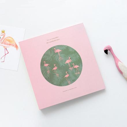 フォトアルバム リング式 貼るタイプ yalbum5044 フラミンゴ×ピンク