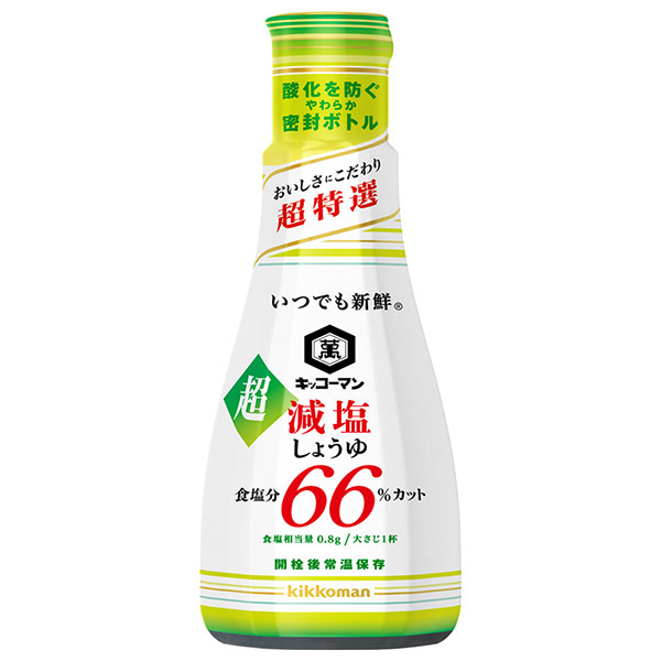 キッコーマン いつでも新鮮 超減塩しょうゆ 食塩分66%カット 200ml×6本入|やわらか密封ボトル 醤油 減塩