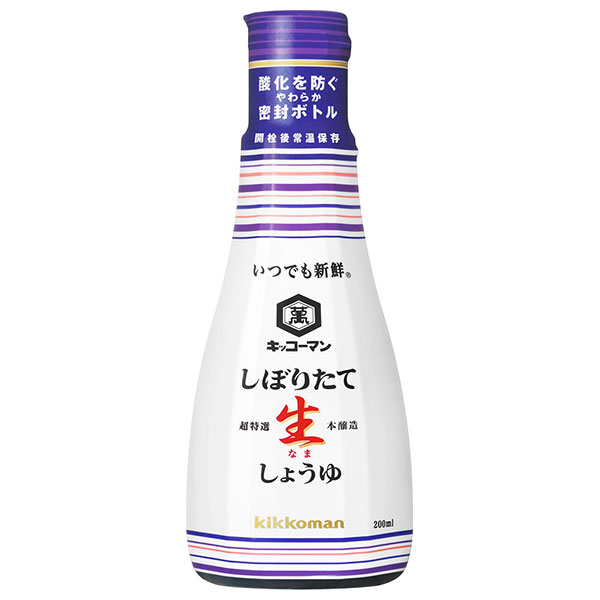 キッコーマン いつでも新鮮 しぼりたて 生しょうゆ 200ml×6本入|生しょうゆ 密封 卓上ボトル 硬質ボトル