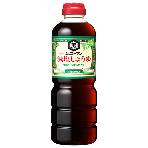 キッコーマン 減塩しょうゆ 750mlペットボトル×6本入|調味料 醤油 減塩