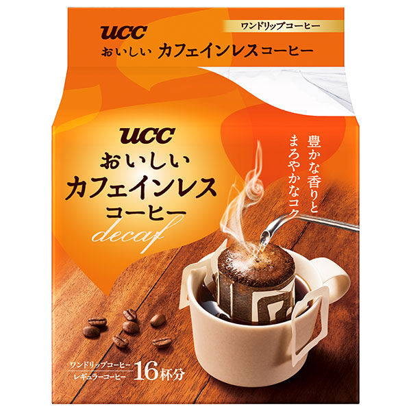 UCC おいしいカフェインレスコーヒー ワンドリップコーヒー (7g×16P)×12(6×2)袋入×(2ケース)|コーヒー 珈琲
