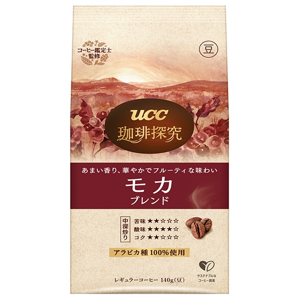 UCC 珈琲探究 炒り豆 モカブレンド 140g袋×12袋入×(2ケース)|レギュラーコーヒー コーヒー豆 珈琲