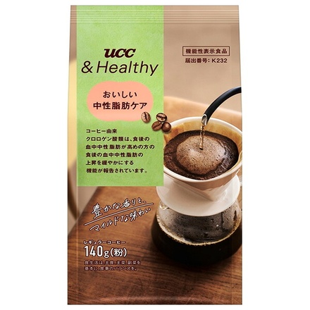 UCC &Healthy おいしい中性脂肪ケア 140g袋×12袋入|嗜好品 コーヒー類 レギュラーコーヒー クロロゲン酸 中性脂肪 機能性表示食品 粉 マイルド