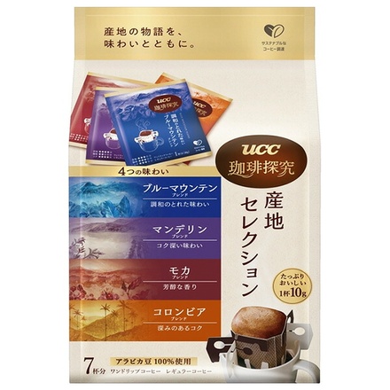 UCC 珈琲探究 ワンドリップコーヒー 産地セレクション (10g×7P)×12袋入|嗜好品 コーヒー類 ドリップコーヒー ワンドリップ 4種類 アラビカ豆 UCC 産地セレクション