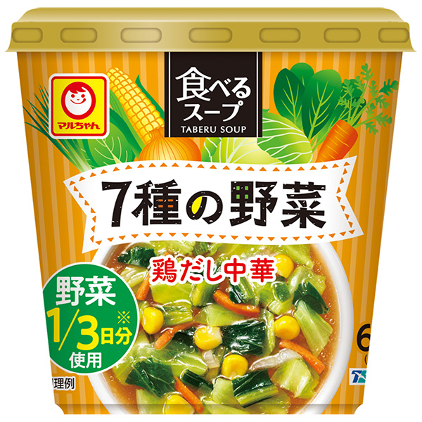 東洋水産 マルちゃん 食べるスープ 7種の野菜 鶏だし中華 25g×6個入×(2ケース)|インスタント スープ 即席 カップスープ