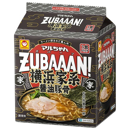 東洋水産 マルちゃん ZUBAAAN! 横浜家系 醤油豚骨 3食パック×9個入|インスタント食品 即席 ラーメン 袋めん 家系 しょうゆ とんこつ
