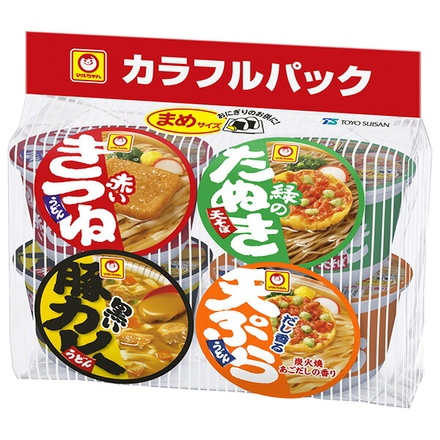 東洋水産 マルちゃん まめカラフルパック 4食入 西向け 172g×6袋入|インスタント カップ麺 ミニカップ カラフル