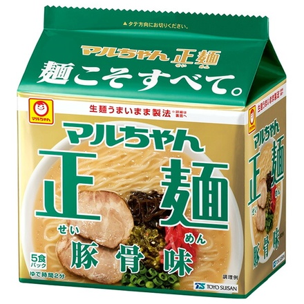 東洋水産 マルちゃん正麺 豚骨味 (93g×5)×6個入|マルちゃん正麺 豚骨味 とんこつ インスタント 袋めん 即席 アレンジ 5食パック