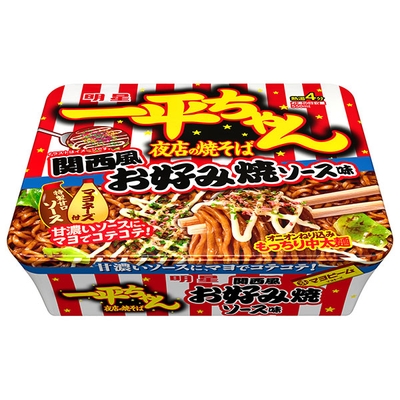 明星食品 一平ちゃん 夜店の焼そば 関西風お好み焼ソース味 122g×12個入|インスタント食品 即席めん カップ麺 焼きそば