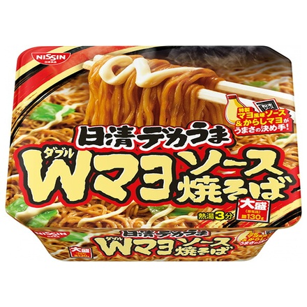 日清食品 日清デカうま Wマヨソース焼そば 153g×12個入|インスタント食品 カップめん 即席麺 焼きそば