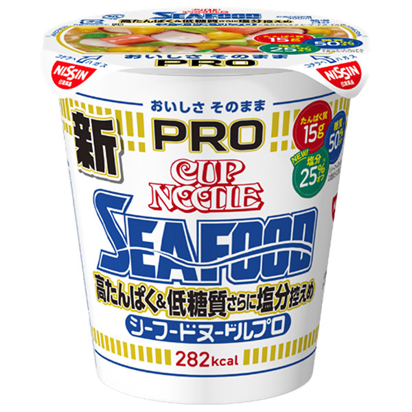 日清食品 カップヌードルPRO 高たんぱく&低糖質さらに塩分控えめ シーフードヌードル 78g×12個入|インスタントラーメン 即席 カップ麺 塩分控えめ