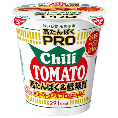 日清食品 カップヌードルPRO 高たんぱく&低糖質さらに塩分控えめ チリトマトヌードル 80g×12個入|インスタント カップラーメン チリ 塩分控えめ