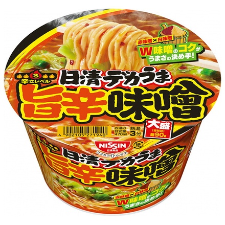 日清食品 日清デカうま 旨辛味噌 106g×12個入|インスタント食品 カップめん 即席 旨辛 味噌 大盛