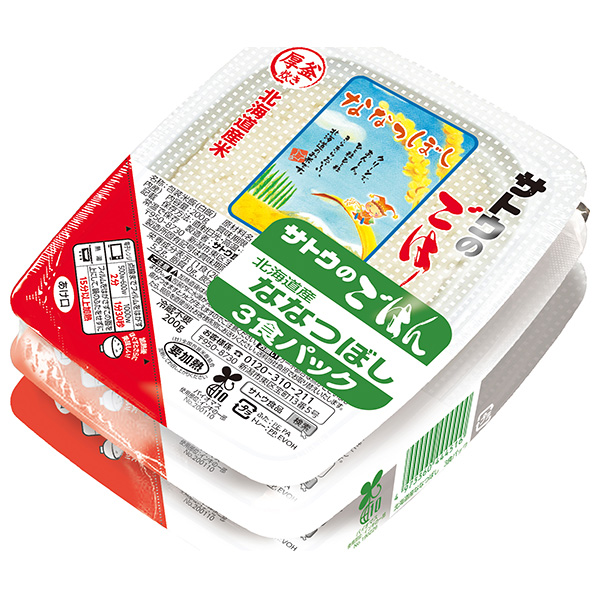 サトウ食品 サトウのごはん 北海道産ななつぼし 3食セット (200g×3食)×12個入|レトルト サトウの ご飯 米 ななつぼし