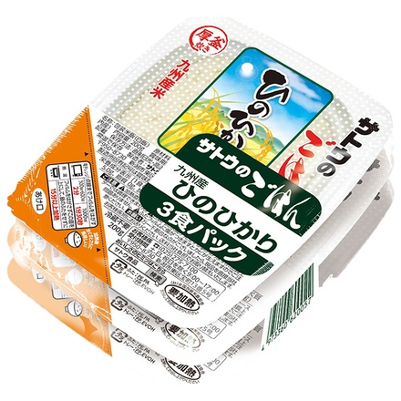 サトウ食品 サトウのごはん 九州産ひのひかり 3食パック (200g×3食)×12個入|レトルト ご飯 米 パックご飯