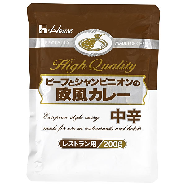 ハウス食品 ビーフとシャンピニオンの欧風カレー 中辛 200g×30袋入×(2ケース)|カレー レトルト 中辛