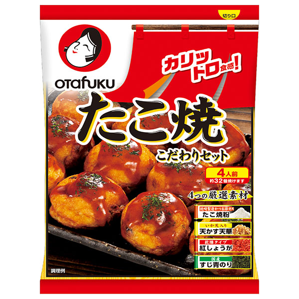オタフク たこ焼 こだわりセット 4人前×12袋入|たこ焼き粉 たこやき たこ焼 天かす 紅しょうが
