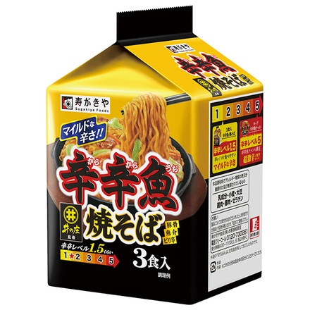 寿がきや 麺処井の庄監修 辛辛魚焼そば 3食パック×9袋入|インスタント 即席麺 即席 袋麺 焼きそば 焼そば