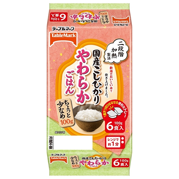 テーブルマーク 国産こしひかり やわらかごはん小盛(分割) 6食パック (100g×2食×3個)×8個入|ご飯 やわらかご飯 ごはんパック レトルト こしひかり