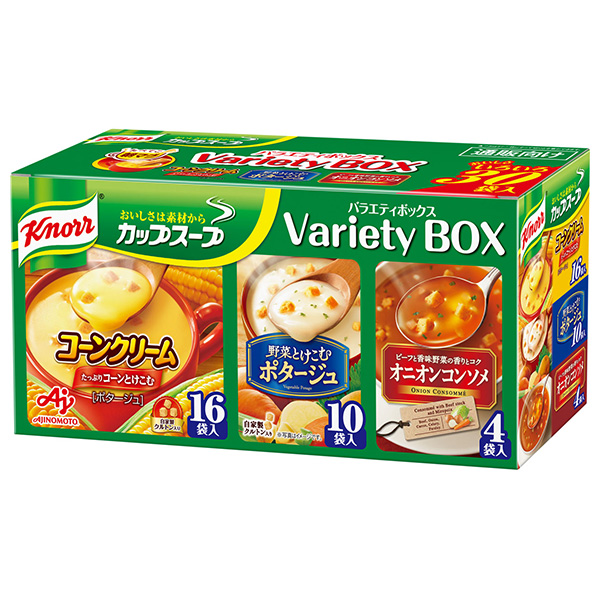 味の素 クノール カップスープ バラエティボックス 30袋×1箱入|ポタージュ オニオンコンソメ コーンクリーム スープ