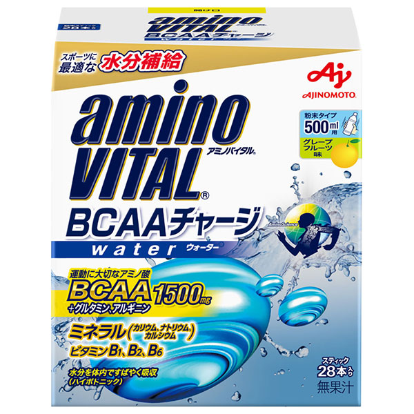 味の素 アミノバイタル BCAAチャージ ウォーター 196g(28本入り)×12箱入|スティック ハイポトニック飲料 粉末 グレープフルーツ味