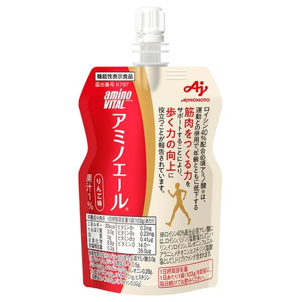 味の素 アミノバイタル アミノエール りんご味 103gパウチ×6個入|ゼリー飲料 スポーツ 機能性表示食品 リンゴ味 パウチ 必須アミノ酸 果汁 体力維持