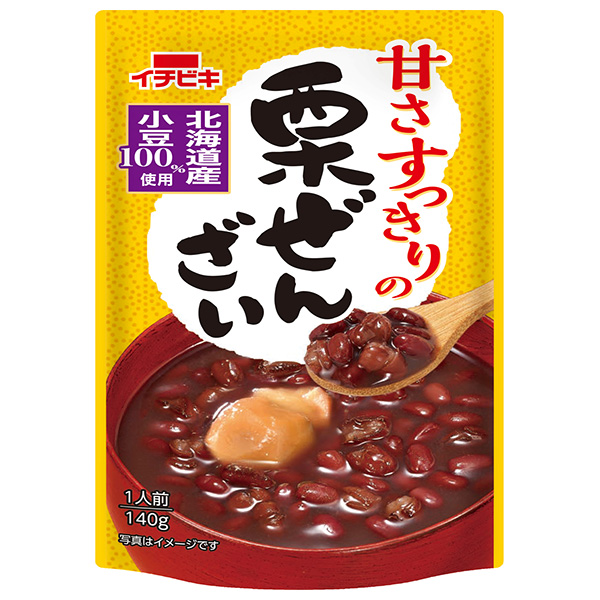 イチビキ 甘さすっきりの栗ぜんざい 140g×20(10×2)袋入|お菓子 和菓子 ぜんざい くり