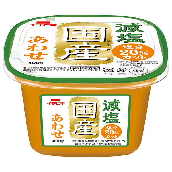 イチビキ 減塩 国産あわせ 400g×6個入|味噌 豆味噌 国産合わせみそ ブレンド味噌