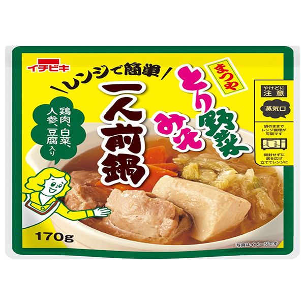 イチビキ まつや とり野菜みそ 一人前鍋 170g×10袋入|調味料 鍋の素 ひとりなべ レンジ調理 レトルト