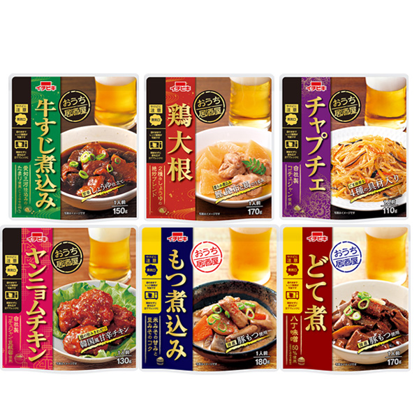 ネコポス イチビキ おうち居酒屋 6種詰め合わせセット ×6袋入| 全国そうざい 惣菜 和食 レトルト レンジ調理 おかず 韓国料理