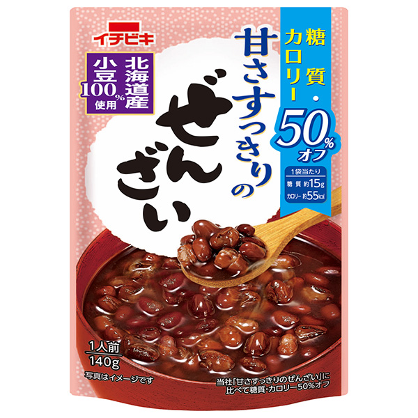 イチビキ 甘さすっきりの糖質・カロリー50%オフぜんざい 140g×20(10×2)袋入|ぜんざい レトルト 糖質 カロリー デザート