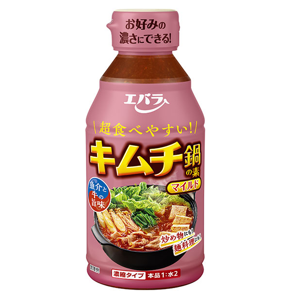 エバラ食品 キムチ鍋の素 マイルド 300ml×12本入|だし 鍋スープ 濃縮 キムチ 素 鍋