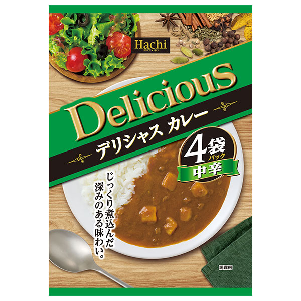 ハチ食品 デリシャスカレー 中辛 (170g×4袋)×12個入|一般食品 レトルト食品 カレー 4P 中辛