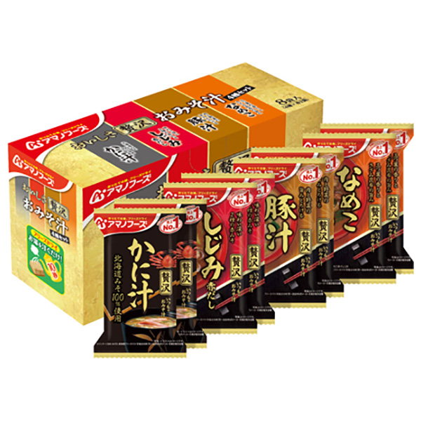 アマノフーズ フリーズドライ おいしさ贅沢おみそ汁 4種セット 8食×3箱入|一般食品 インスタント食品 味噌汁 即席 アソート