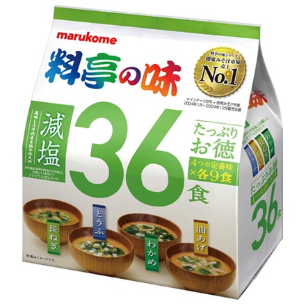 マルコメ たっぷりお徳 料亭の味 減塩 36食×6袋入|即席 インスタント 味噌汁 まるこめ 減塩