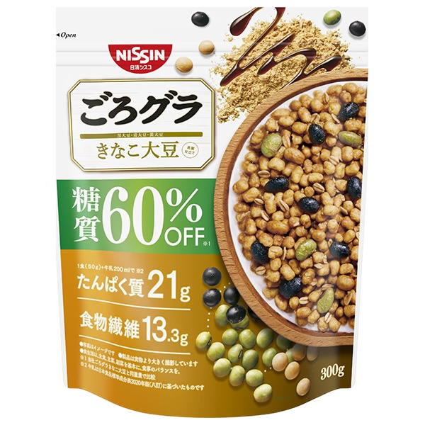 日清シスコ ごろグラ 糖質60%オフ きなこ大豆 300g×6袋入 メーカー 問屋直送|グラノーラ シリアル 糖質オフ 糖質 朝食