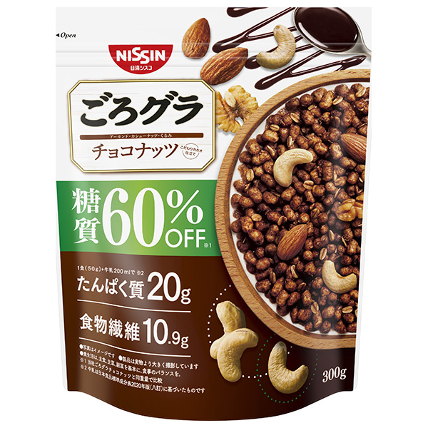 日清シスコ ごろグラ 糖質60%オフ チョコナッツ 300g×6袋入 メーカー 問屋直送|グラノーラ 糖質オフ シリアル チョコ ナッツ