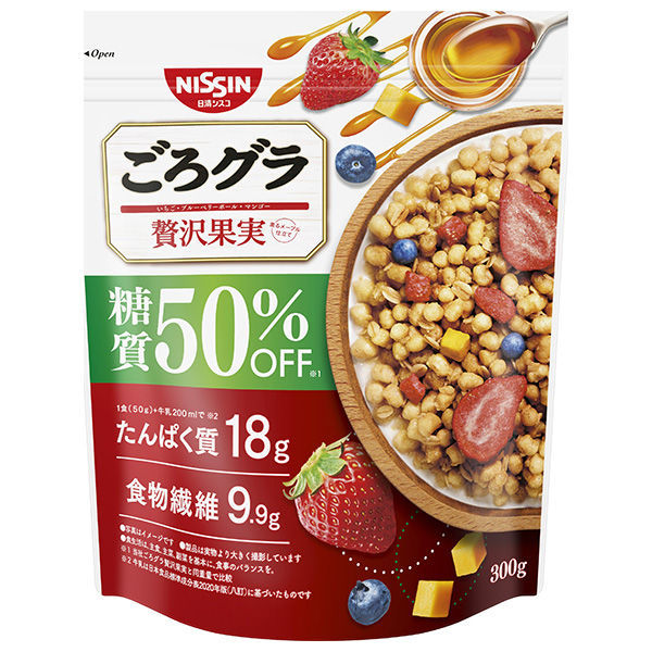 日清シスコ ごろグラ 糖質50%オフ 贅沢果実 300g×6袋入 メーカー 問屋直送|グラノーラ シリアル フルーツ 朝食 糖質