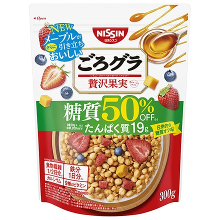 日清シスコ ごろグラ 糖質50%オフ 贅沢果実 300g×8袋入|グラノーラ シリアル フルーツ 朝食 糖質