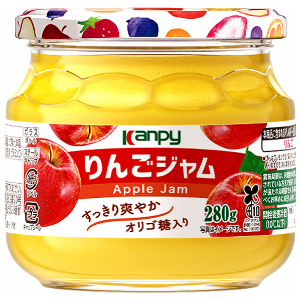 カンピー りんごジャム 280g瓶×6個入|りんご リンゴ 林檎 シャキシャキ 中糖度ジャム オリゴ糖 スプレッド 朝食ジャム