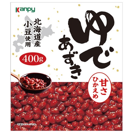 カンピー 北海道ゆであずき 甘さひかえめ 400g×12袋入|ゆであずき 北海道産小豆 甘さひかえめ パウチ ぜんざい おしるこ トッピング カロリー 和菓子