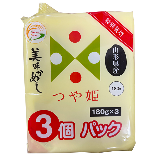 ドリームズファーム 美味かめし つや姫(山形県産) (180g×3P)×8個入|レトルト食品 ご飯 国産
