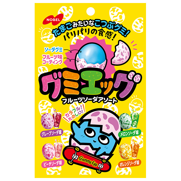 ネコポス ノーベル製菓 グミエッグ フルーツソーダアソート 40g×6袋入| 全国お菓子 グミ キャンディ 袋