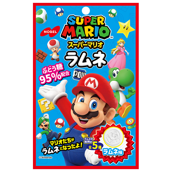 ネコポス ノーベル製菓 スーパーマリオラムネ ラムネ味 40g×6袋入| 全国ラムネ おやつ お菓子