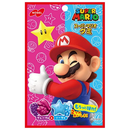 ネコポス ノーベル製菓 スーパーマリオグミ グレープ味&ソーダ味 50g×6袋入| 全国グレープ味 ソーダ味 グミ キャラグミ 子供 おやつ 任天堂 お菓子 駄菓子